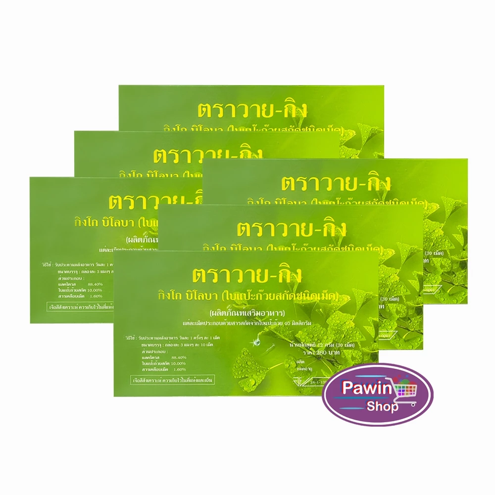 Y-Gink Ginkgo Biloba วาย กิง ใบแป๊ะก๊วยสกัด 30 เม็ด [6 กล่อง] HH 7201 ตัวช่วยคนทำงานและวัยเรียน