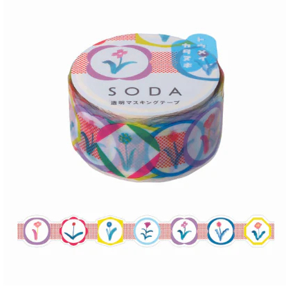 SODA Clear Masking Tape Die-cut 20mm (CMTD20) / เทปตกแต่งแบบใส ลาย Die-cut แบรนด์ HITOTOKI ประเทศญี่ปุ่น