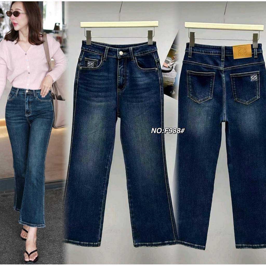 [⭐️ S-2XL] Major Made - Ruige กางเกงยีนส์ขาม้าเล็กขาเต่อสีเข้ม F988# SHERICH