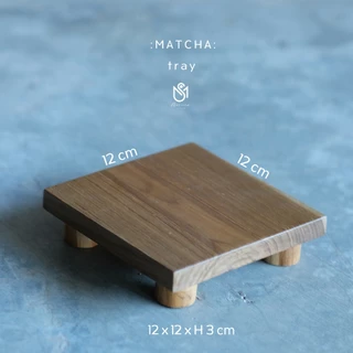 Mareera ถาดไม้สัก รองถ้วยชา matcha ถาดรองแก้วงานไม้ดีไซน์แบบมินิมอล