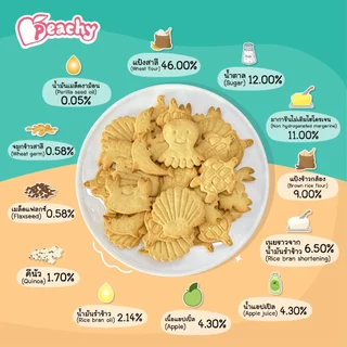 Peachy ขนมคุกกี้ธัญพืชแอปเปิลผสมคีนัวเมล็ดแฟลกซ์ 1 ถุง (R18)