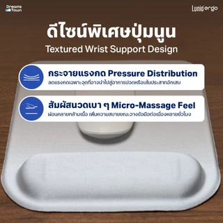 Lunio Ergo แผ่นรองเมาส์ แผ่นรองข้อมือ มีปุ่มรองข้อมือ ช่วยกระจายน้ำหนัก ไม่ปวดเมื่อย ทำงานได้นาน รุ่น CyRest Mouse Pad