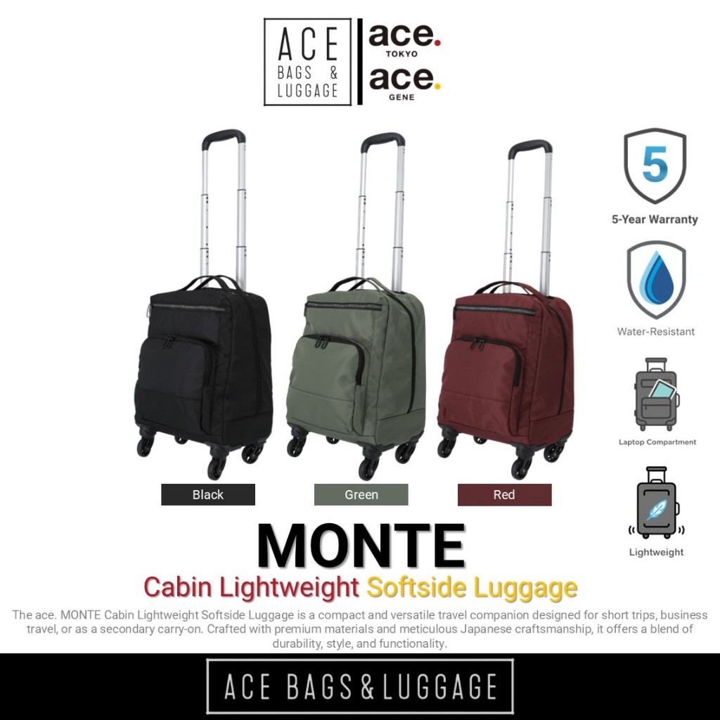 ace. MONTE Cabin Lightweight Softside Luggage กระเป๋าเดินทางผ้า น้ำหนักเบา *รับประกัน 5 ปี