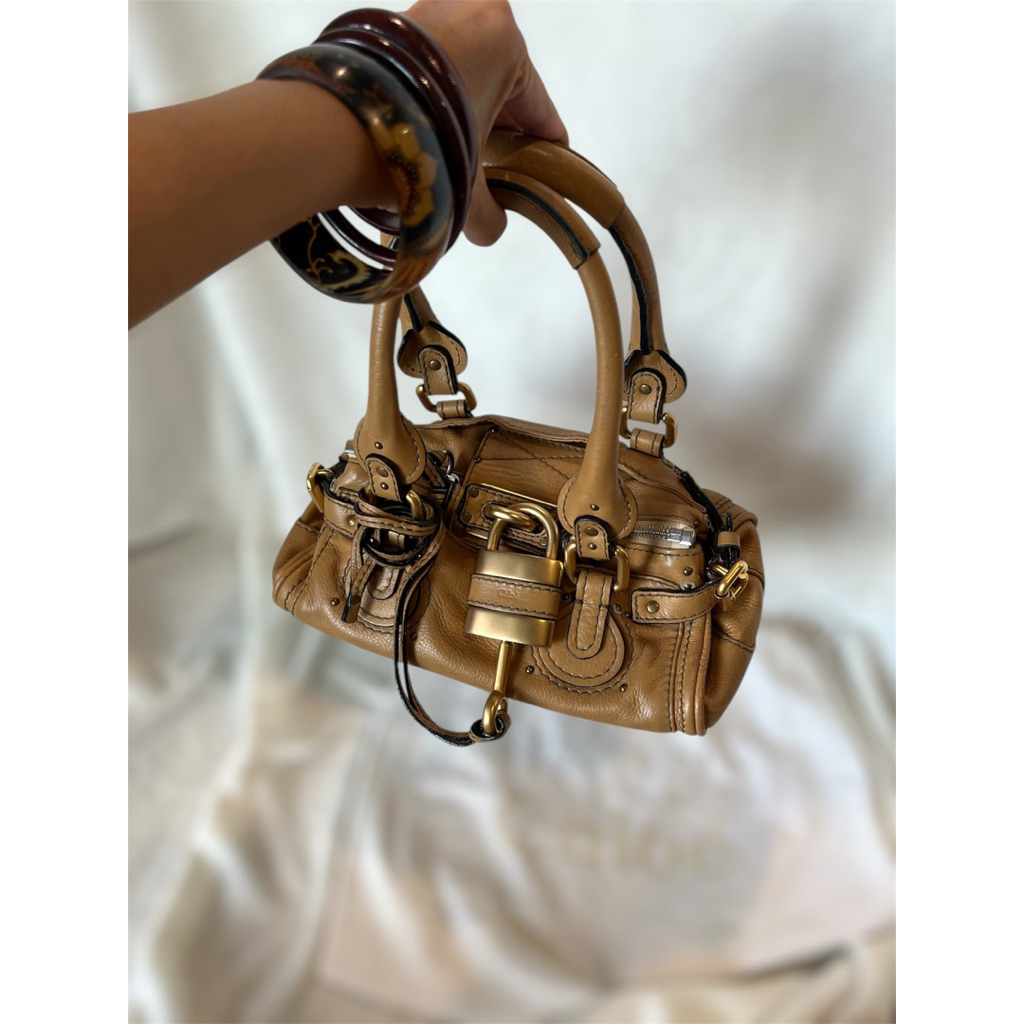 Pre-loved Chloe Paddington Mini Satchel – Camel Beige 💯 Auth