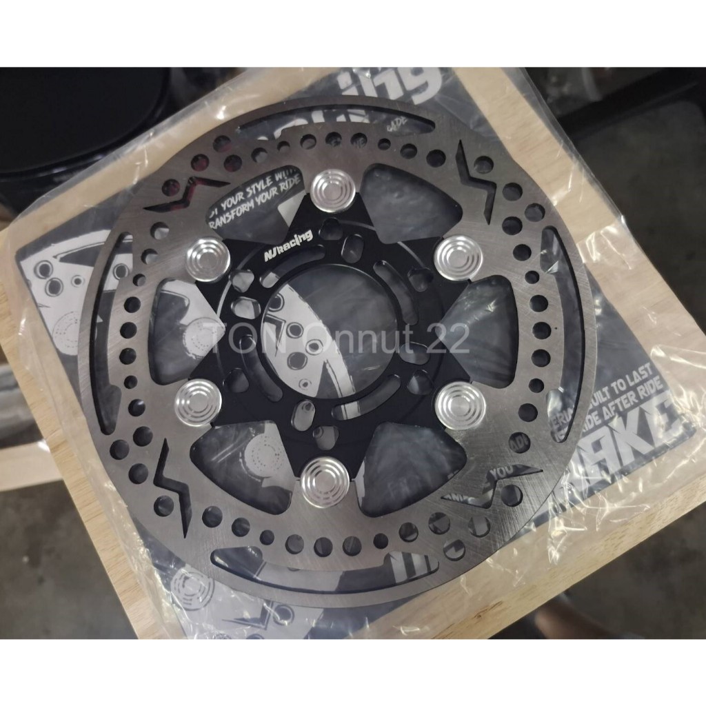 จานดิสแต่ง 220mm หมุดเลส ใบจานในสีดำ NJ Racing