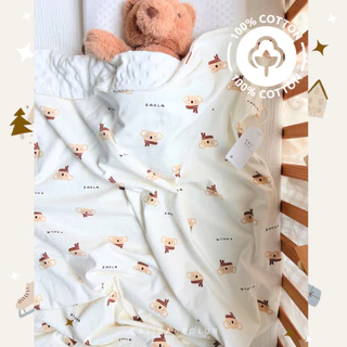Cali ผ้าห่มกันสะดุ้ง ดอทมิ้ง ผ้าCotton 100% มี 2 ขนาดเล็ก ใหญ่*ป้าย Cali baby