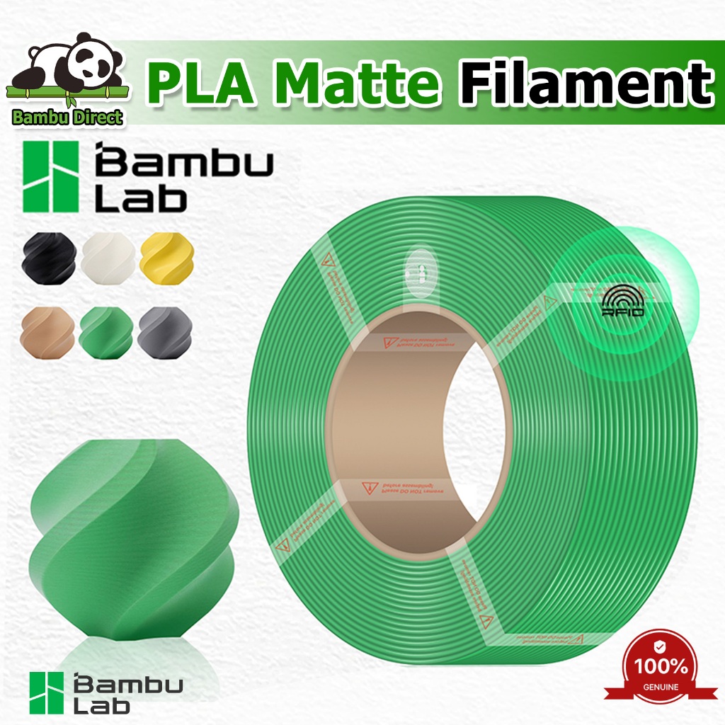 เส้นพลาสติกเติม Bambu Lab 3D Printer PLA Matte พิมพ์ความเร็วสูงและง่ายดาย พร้อม RFID สำหรับ Bambu La