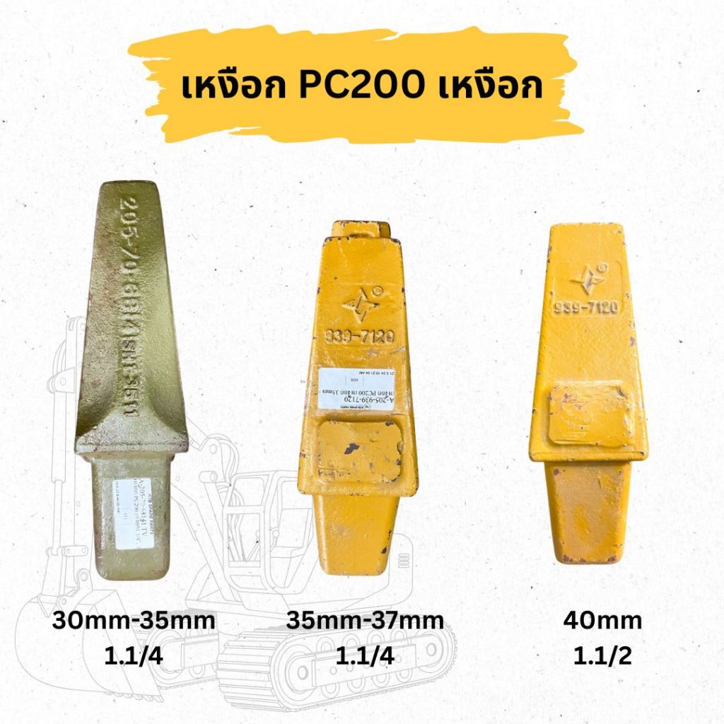 เหงือกบุ้งกี๋ PC200, PC130, PC150, PC160, PC210, PC220, และ PC228 ( ใช้กับฟัน 20Y-70-19570 ) 20Y-70-