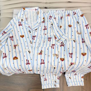 🧡พร้อมส่ง ชุดนอนผ้าไหมญี่ปุ่น แขนสั้นขายาว ลายการ์ตูน การจัด…