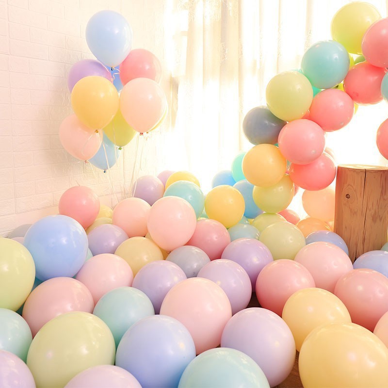 ลูกโป่งยาง ชุดลูกโป่ง สีพาสเทล สีมาการอง มีหลายสีให้เลือก สําหรับตกแต่งงานแต่งงาน งานเลี้ยงวันเกิด - รูปที่ 3