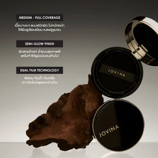 JOVINA คุชชั่นดำ New Packaging Glamorous Skin Longwear Cushion คุชชั่นดำ โจวีน่า สูตรผิว Semi-Glow SPF50+ PA+++
