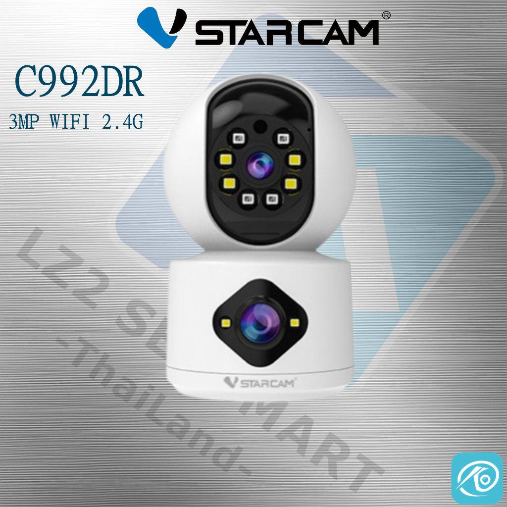 Vstarcam C992DR (เลนส์คู่) ความละเอียด 3MP (1296P) กล้องวงจรปิดไร้สาย ภาพสี มีAI+