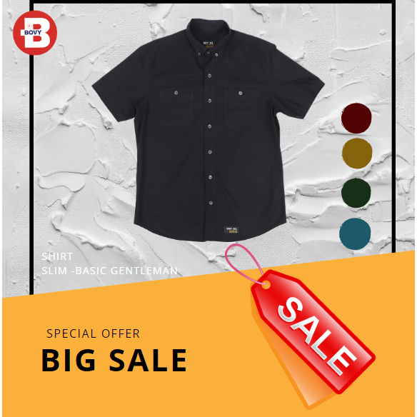 BOVYJNS SHIRT - เสื้อเชิ้ตทรงสลิมเข้ารูป อ้อกฟอดล สีขาว,ดำ,เลือดหมู,ขี้ม้า,กากีทอง BAS3900