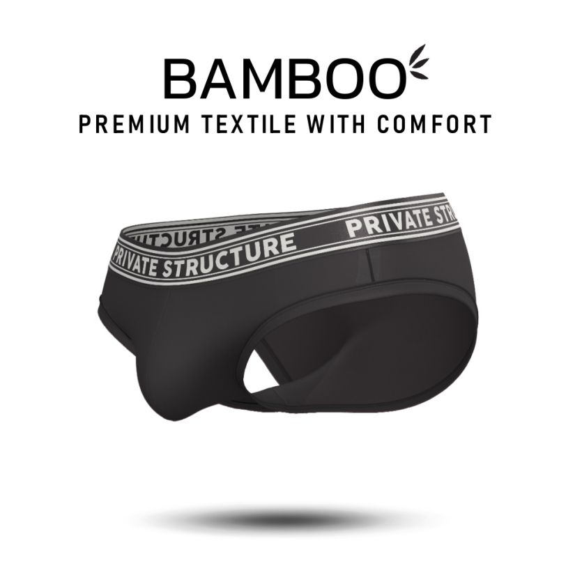 Private Structure กางเกงชั้นในชาย รุ่น Viscose From Bamboo Mid Waist Brief - Black [4378]