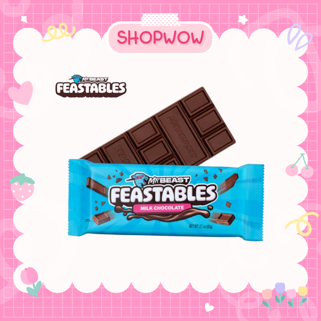 มิสเตอร์บีสท์ MR BEAST FEASTABLES Milk Chocolate Bar, 60g/2.1 oz. Bar