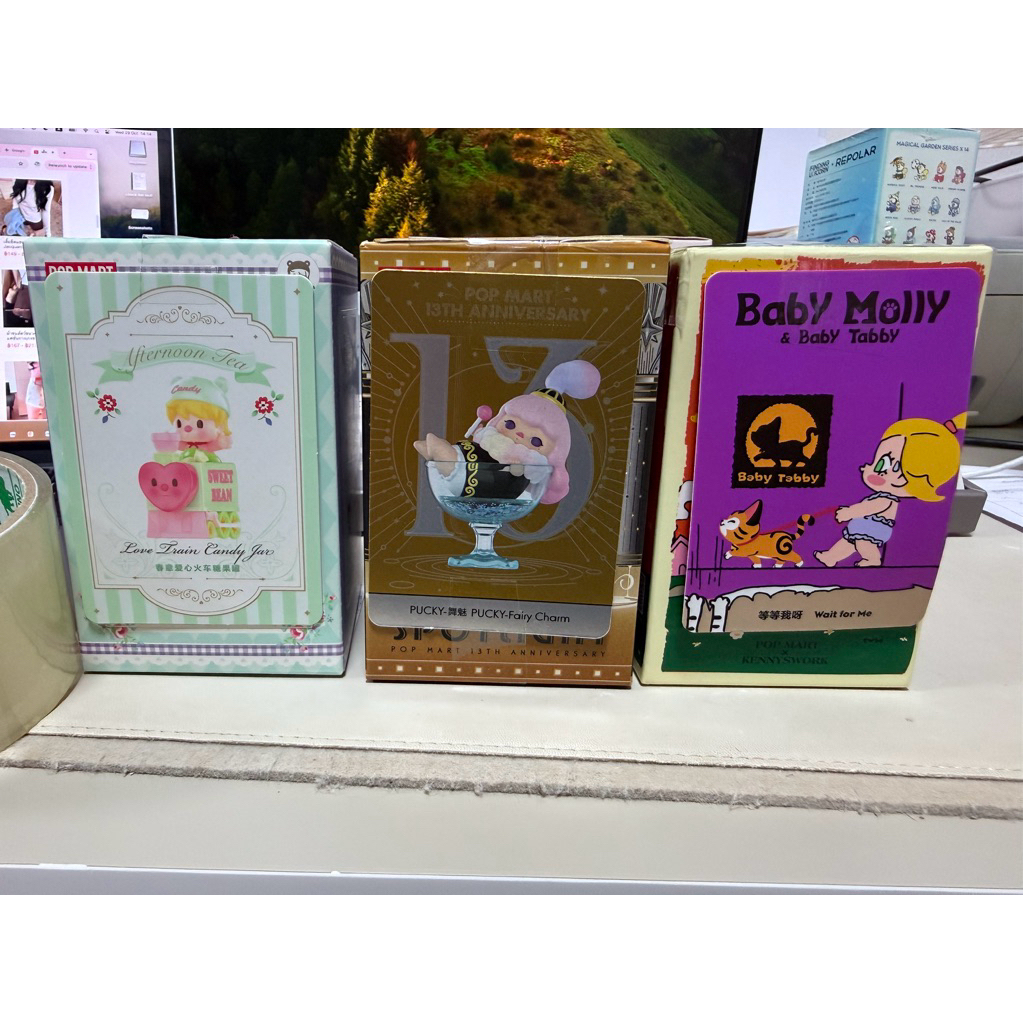 popmart  pucky 13th year คอลครบรอบ 13ปี แกะตัว sweet bean afternoon tea baby molly and tabby