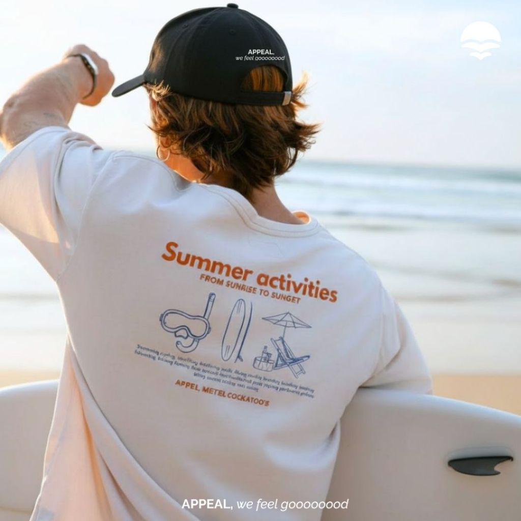 ☀️APPEAL🌊 - เสื้อยืด สกรีนลาย Premium Cotton แขนสั้น อก 40" 44" รุ่น Summer Tee APT001