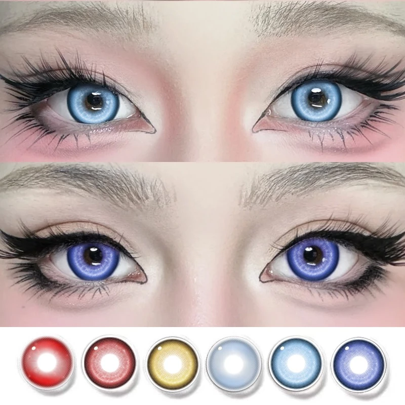 [5 สีสุดเท่!] คอนแทคเลนส์สี 14.5 มม. เลนส์ใหญ่: แดง + น้ำเงิน + ม่วง + เหลือง + เทา! สินค้าขายดี ฮิตสุดๆ! เหมาะสำหรับเล่