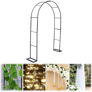 ซุ้มเหล็กดอกไม้กลางแจ้ง สีดำ 140x230x40cm สำหรับไม้เลื้อย ตกแต่งสวน งานแต่งงาน และทางเดินสวน