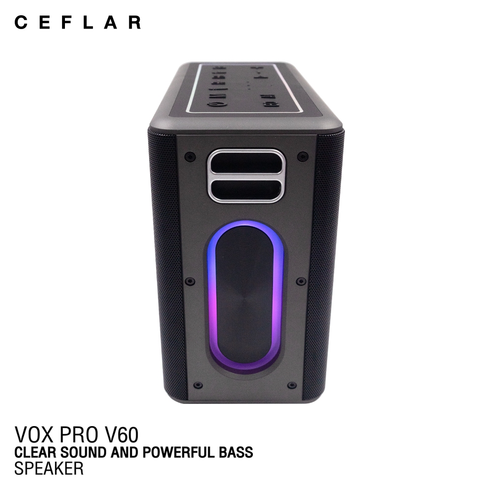 CEFLAR VOX PRO V60 ตู้ลำโพงบลูทูธ พร้อมไมโครโฟนไร้สายถือคู่ เหมาะกับการร้องคาราโอเกะ พกพาสะดวก - รูปที่ 3