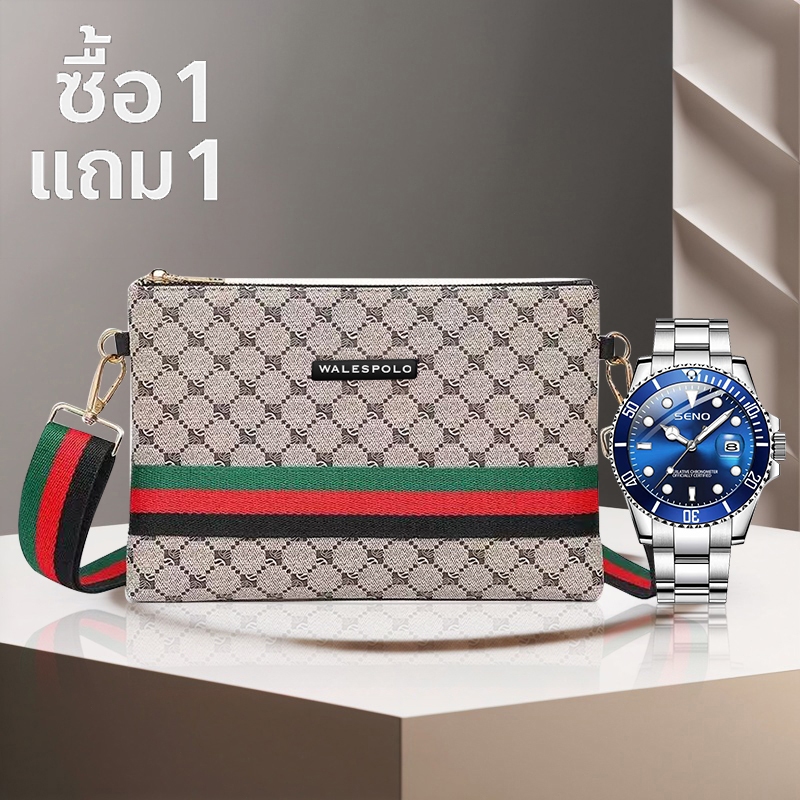 กระเป๋าทำงาน Crossbody, WalesPolo, กระเป๋าคลัทช์สะพายไหล่มัลติฟังก์ชั่น, ลาย Unisex, สไตล์ใหม่ 2025, เหมาะสำหรับผู้ชาย,