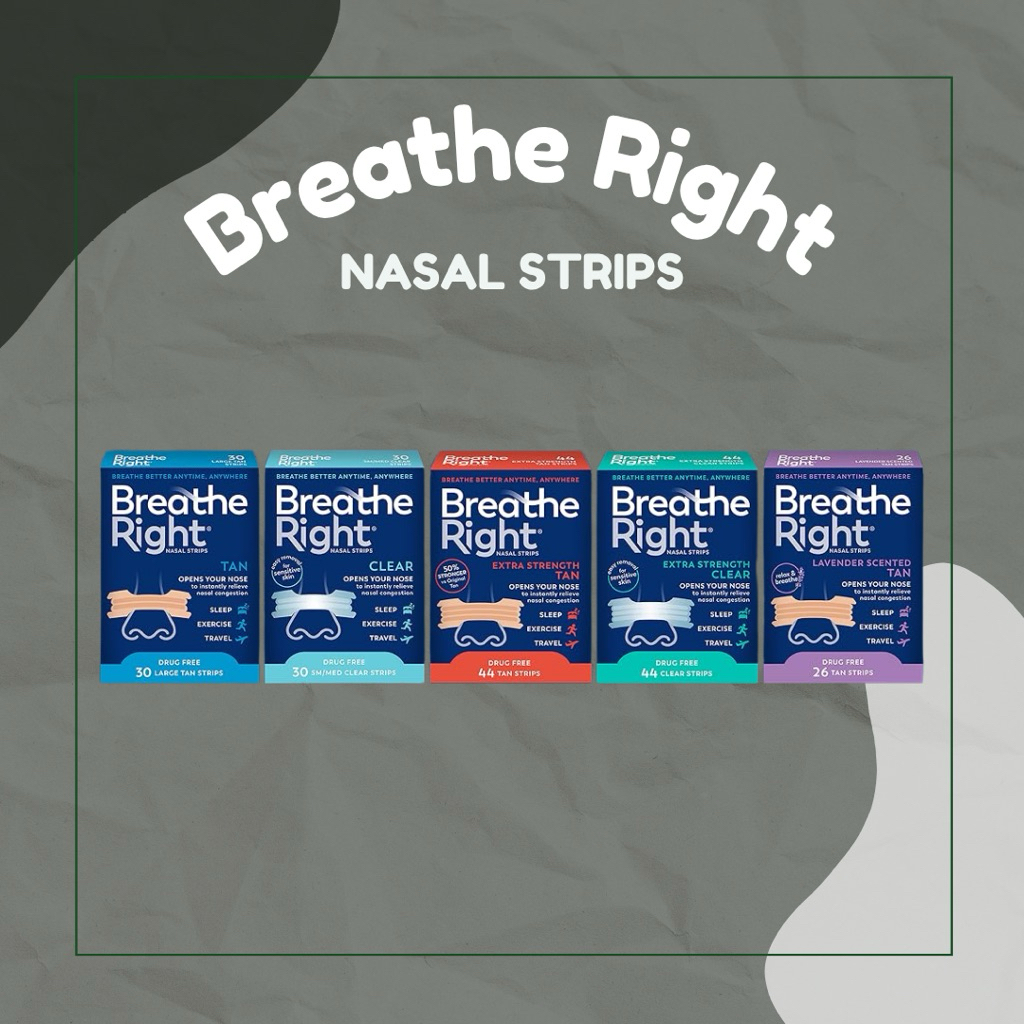 [พร้อมส่ง/ของแท้ ] Breathe Right Nasal Strips – แผ่นแปะจมูกช่วยหายใจ หยุดการกรน ลดอาการคัดจมูก