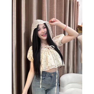 งานเสื้อฮู้ดหมวกลายโพกาดอทผ้าโรซี่ ( มี 2 size )