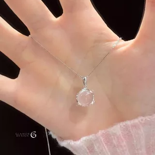 GLAMOR✨สร้อยคอเงิน Optic Rose สร้อยคอคริสตัลสีชมพูตาแมว มีระดับ สายเกาหลี ประณีต