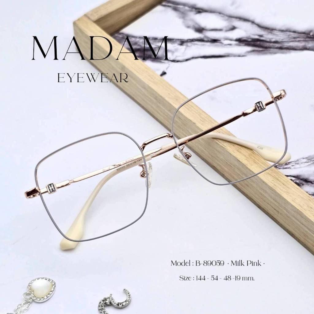 กรอบทรงเหลี่ยม Oversize สไตล์เกาหลี เบาใส่สบาย ไทเทเนียมขายืดหยุ่นบิดงอได้ ( B-89059 )