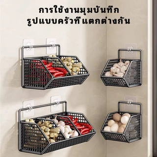 ห้องครัว หัวหอม ขิง กระเทียม ตะกร้าเก็บ ชั้นวางของ ติดผนัง ชั้นวางเครื่องปรุง สิ่งประดิษฐ์ ตะกร้าผัก ฟรีตู้เจาะ