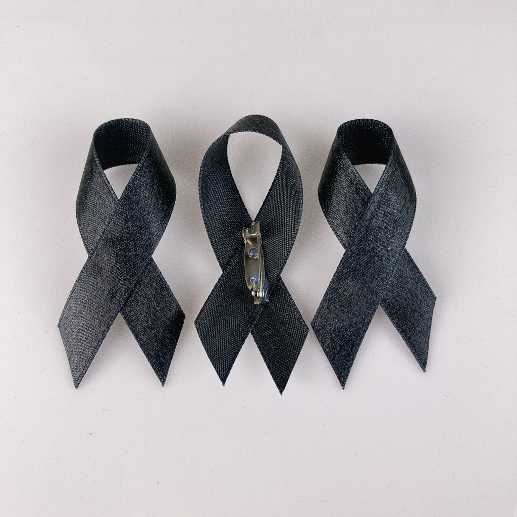 โบว์ไว้อาลัย ริบบิ้นไว้ทุกข์ โบว์เข็มกลัด เซต 3 ชิ้น