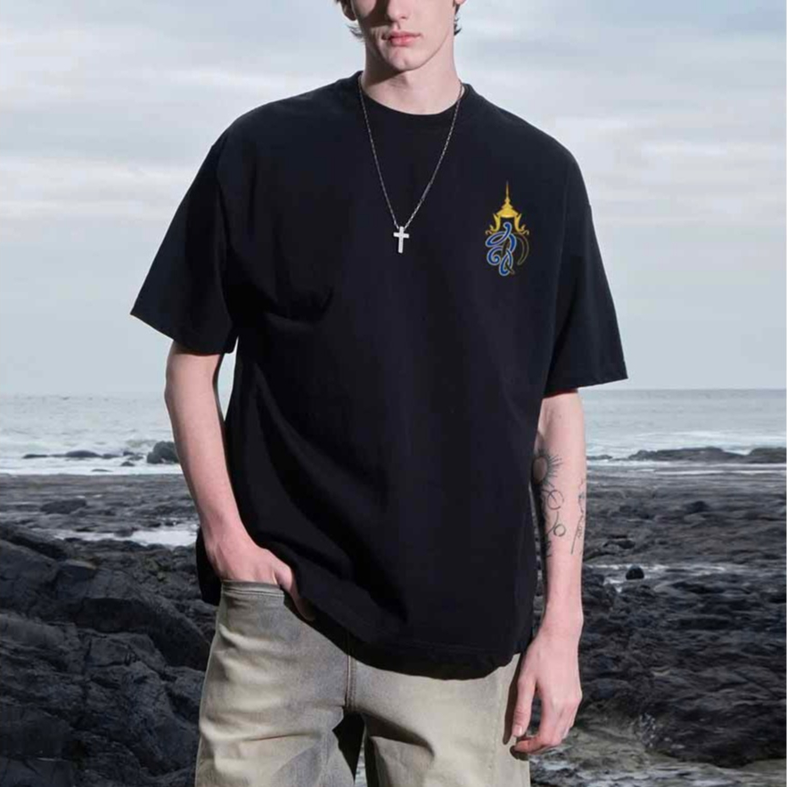 fashiongirl1688 เสื้อยืด สีดำ แขนสั้น คอกลม ลายสกีนไว้อาลัย S-3XL เนื้อผ้าดี พร้อมส่งจากกรุงเทพฯ