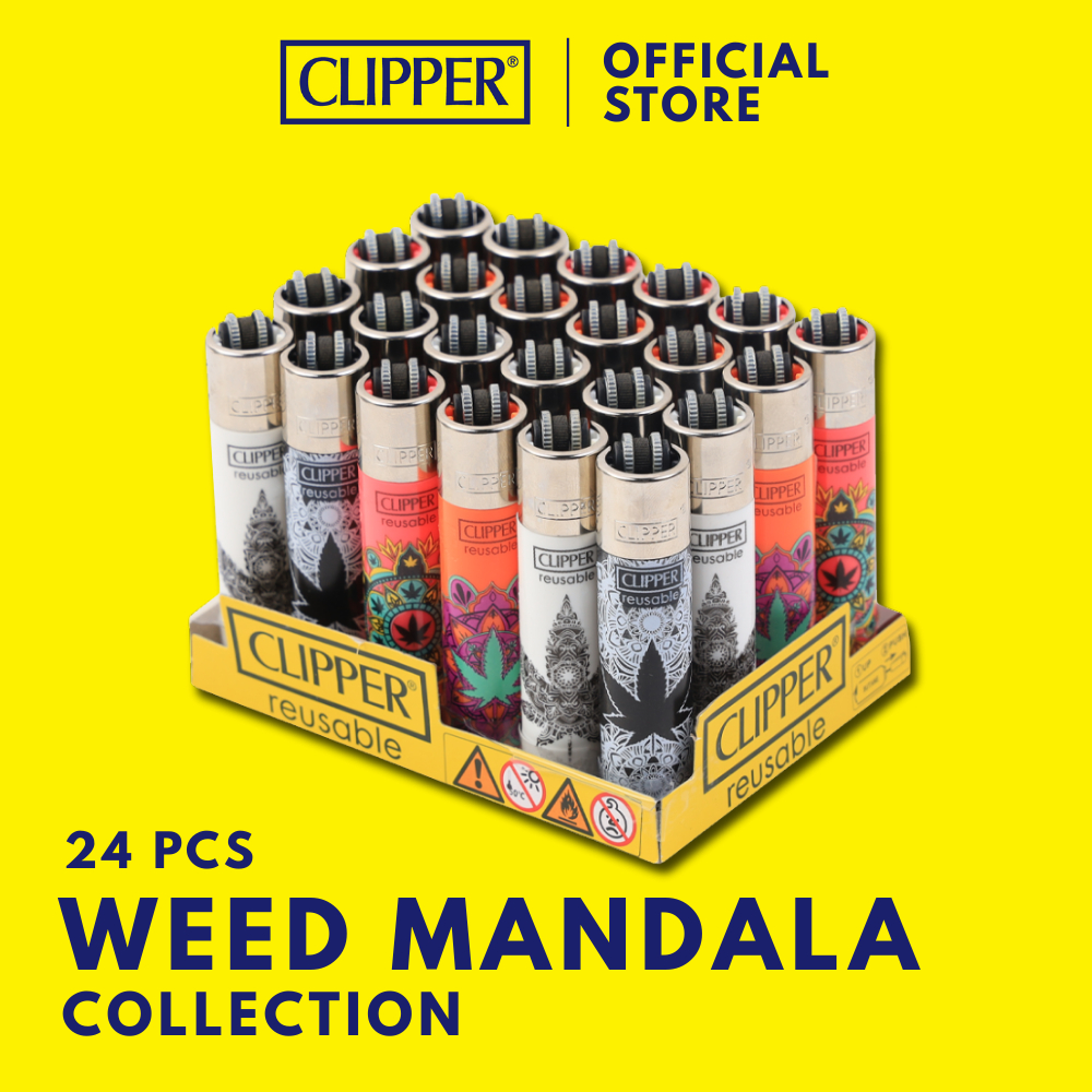 ไฟแช็ค คลิปเปอร์ Clipper Lighters W Mandala Collection (แพ็ค 24 ชิ้น) ไฟแช็คเติมแก๊สได้ เปลี่ยนหินไฟได้ แรงสู้ลม