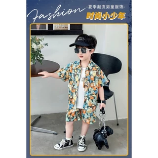 MC142 ชุดเซตเด็ก 3 ชิ้น ลายการ์ตูนสัตว์สุดน่ารัก เสื้อเชิ้ต + เสื้อกล้าม + กางเกง พร้อมส่ง