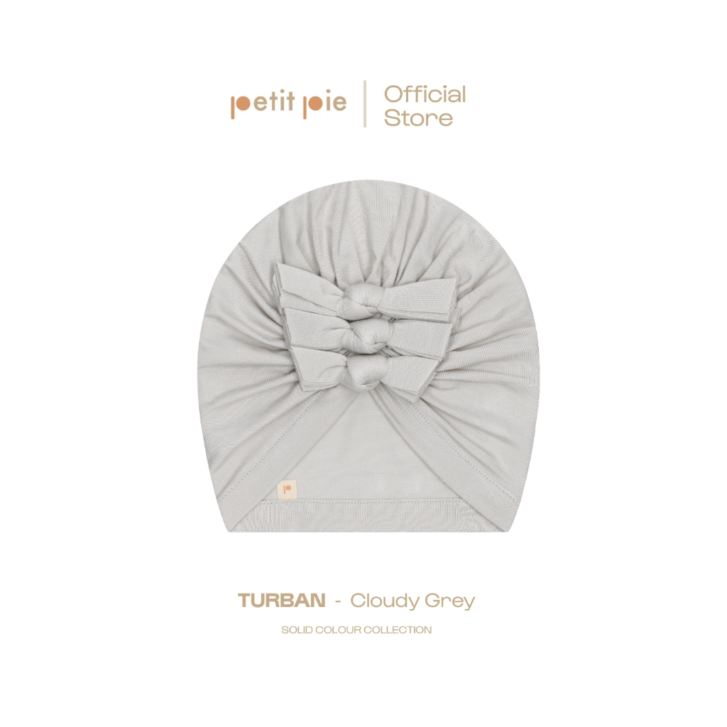 Petit Pie Turban - Cloudy Grey หมวกเด็กแรกเกิด มีโบว์ ผ้าใยไผ่ธรรมชาติ ใส่สบาย อ่อนโยนต่อผิว โปร่งสบาย รับรองโดย OKEO-TE