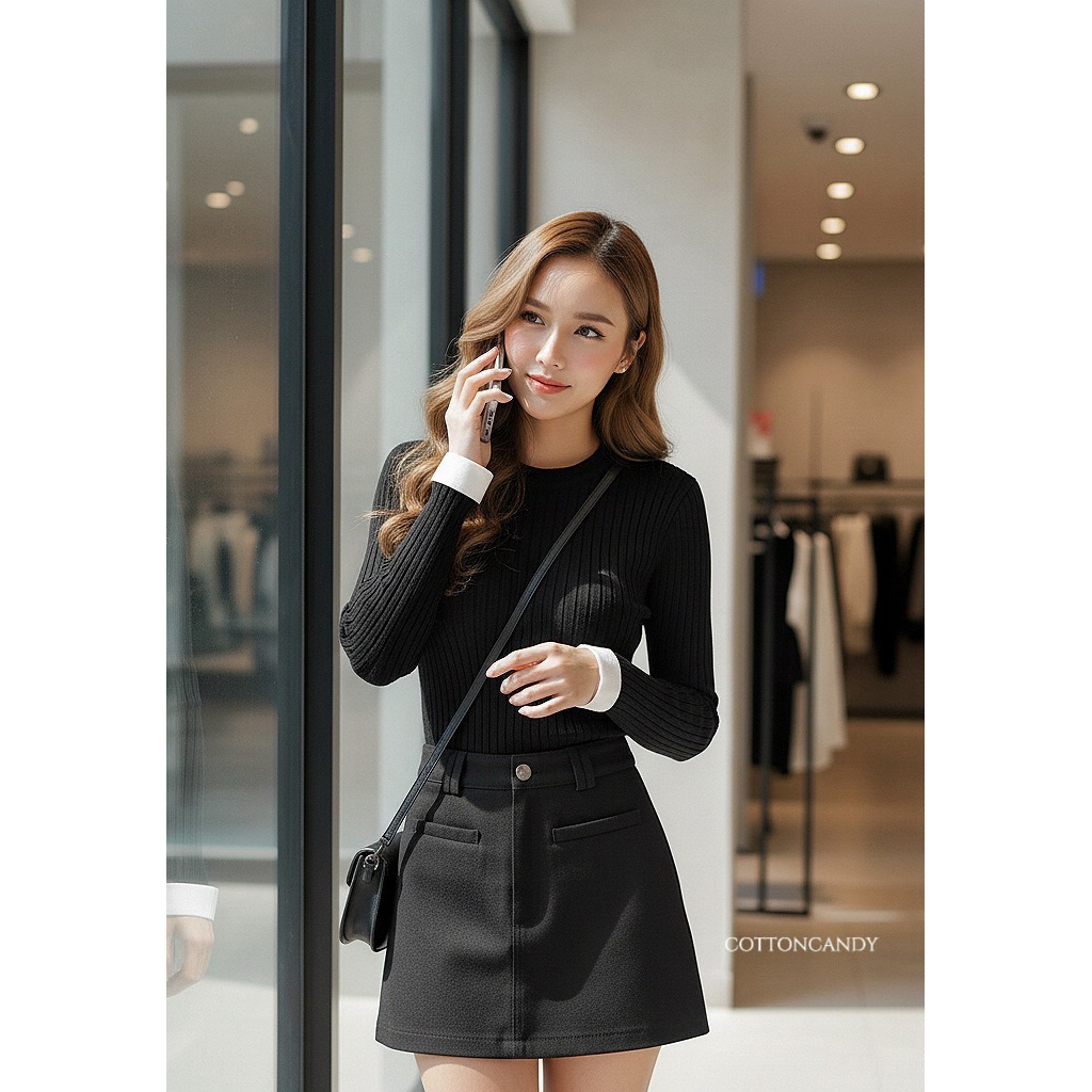 #Cotton Candy 🍭 กระโปรงดำ โซดา New Sodapop Korea skort