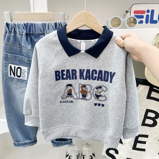 เสื้อผ้าเด็กชาย เสื้อโปโลเด็ก สไตล์เกาหลี หล่อเท่ห์ คอปก ลายอักษร ดีไซน์แฟชั่น ผ้านิ่มนุ่ม สะดวกสบาย ไซส์ 90-150