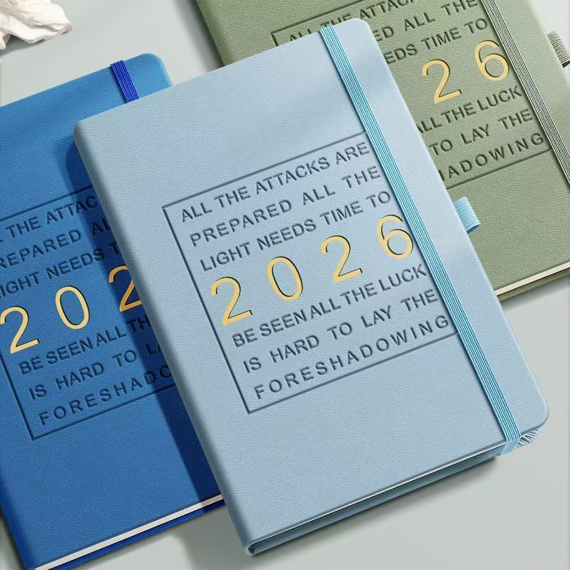2026 รายสัปดาห์ & รายเดือน Planner A5 โน้ตบุ๊คภาษาอังกฤษภายใน 100 GSM กระดาษ PU หนังปกแข็ง Agenda ตารางคริสต์มาสของขวัญเ - รูปที่ 2