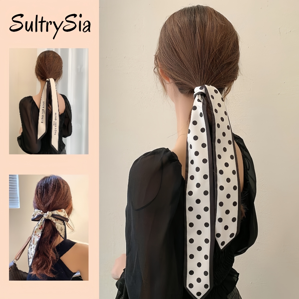 SultrySia ผ้าคาดผม ผ้าพันคอ ฝรั่งเศส วินเทจ โบว์ผูกผม แต่งลายโบว์ การใช้งานอเนกประสงค์