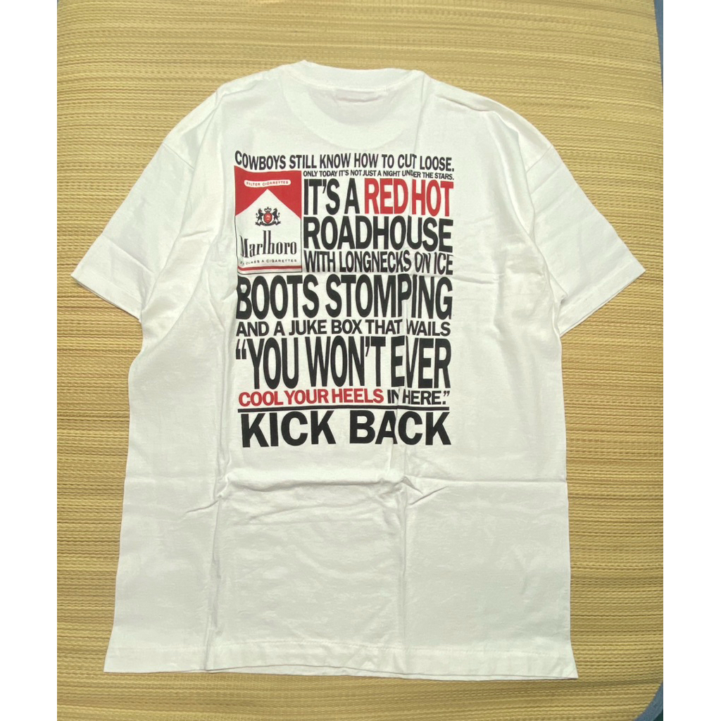 เสื้อยืด Vintage 90‘s Marlboro Cigarettes Cowboys Kick Back White X-Large T-Shirt Dead Stock