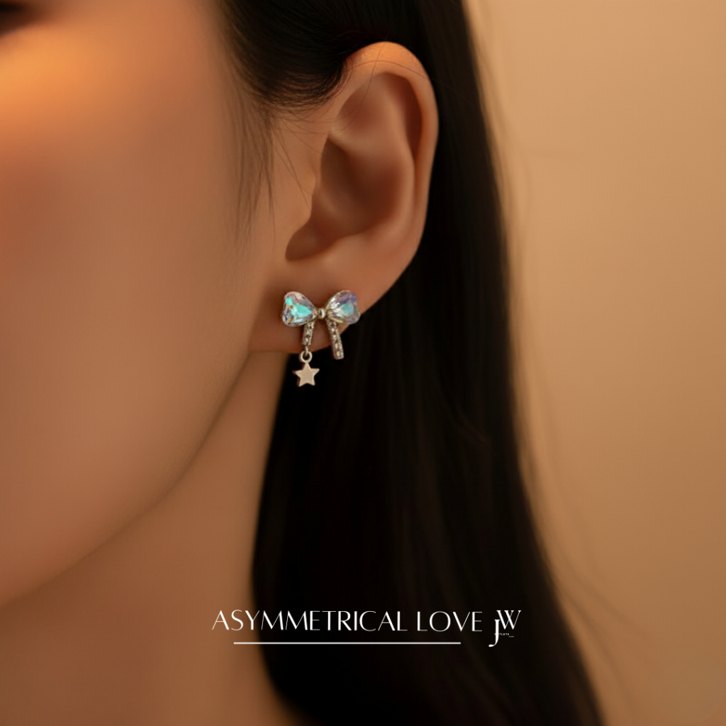 OUTLETS ล้างสต็อกจากโรงงานตรง ต่างหู Color Bow ต่างหูเงิน จี้โบว์ ดาว ต่างหูแฟชั่น ของขวัญ