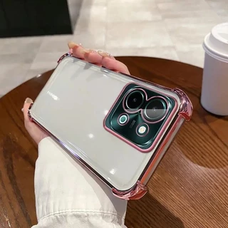 เคสกันมุม สำหรับ OPPO Reno16 16F 16Pro Reno15 15F 15Pro max Reno14 14F 13 13F Find X9 X9Pro กระกันแทก ขอบสี หรูหรา E1