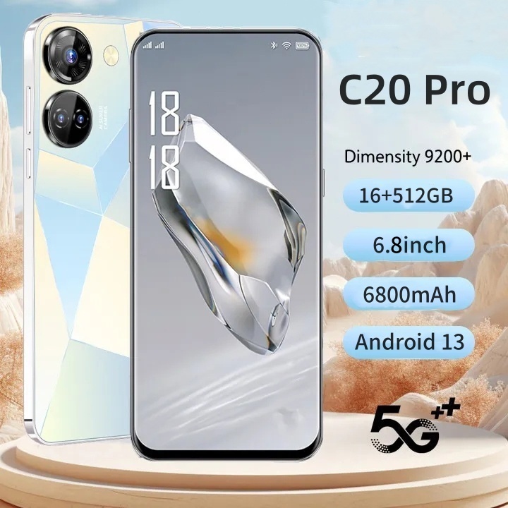 โทรศัพท์มือถือ C20 Pro แรม16GB รอม512GB รองรับ 2 ซิมการ์ด รองรับแอพธนาคาร android 6.8 inch หน้าจอเต็ม สมาร์ทโฟนจอใหญ่