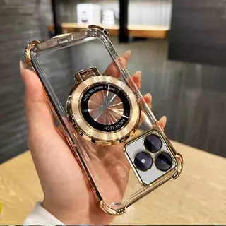 ส่งด่วน เคสใสขอบสี สำหรับ Realme C63 C61 Note80 Note60 Note60X กระกันแทก4มุม ตั้งได้ ขอบสี หรูหรา E2