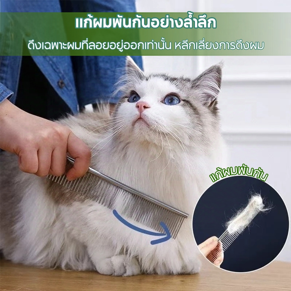 แปรงขนแมว หวีสุนัข 2in1 หวีสแตนเลสสัตว์เลี้ยง หวีหมัดแมว หวีปม กําจัดขน ไม่แหลมและลดการระคายเคืองผิว ราคา ถูกที่สุด ดีลบีเคเค แกลเลอรีภาพที่ 3