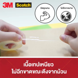 (ยกแถว) เทปใส แกน 1 นิ้ว 3/4,1 นิ้วx36 หลา 3M Scotch สก๊อตช์ 500 สีใส