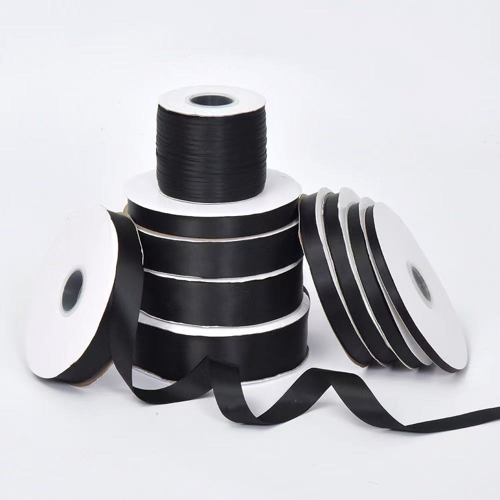 ริบบิ้นผ้าซาติน ริบบิ้นสีดำ ริบบิ้นถวายความลาลัย  ริบบิ้นดำงานประดิษฐ์