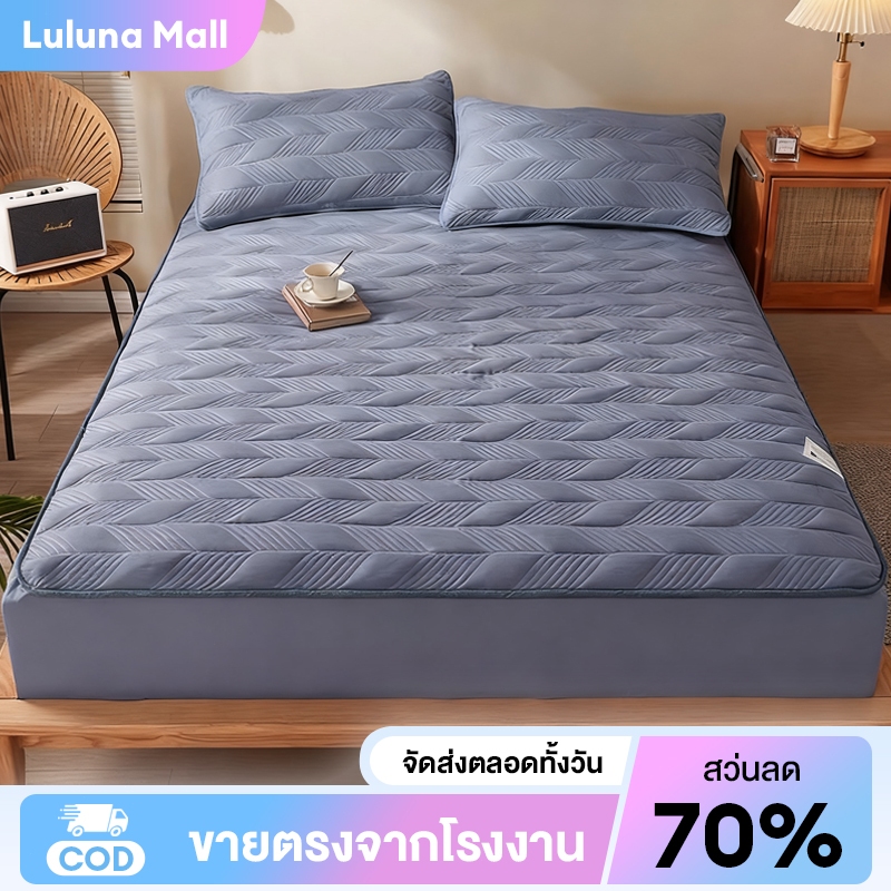 LULUNA ขนาด 3/4/5/6 ฟุต คลุมผ้าปูที่นอนหนา 10-12 นิ้วผ้าปูที่นอนแบบรัดมุมจากเส้นใยถั่วเหลือง ผ้าฝ้าย 100%