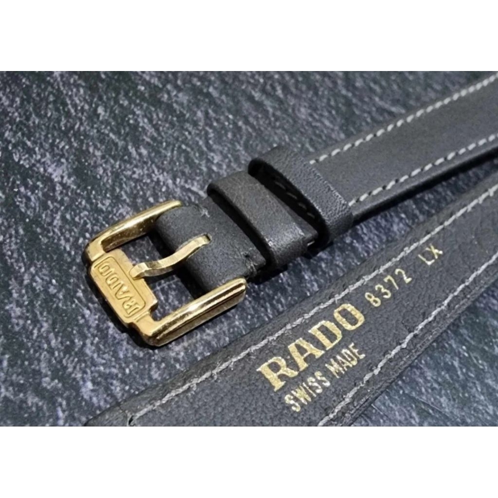 สายนาฬิกา สายหนัง rado 14mm สีเทา พร้อมบัคเคิล rado แท้