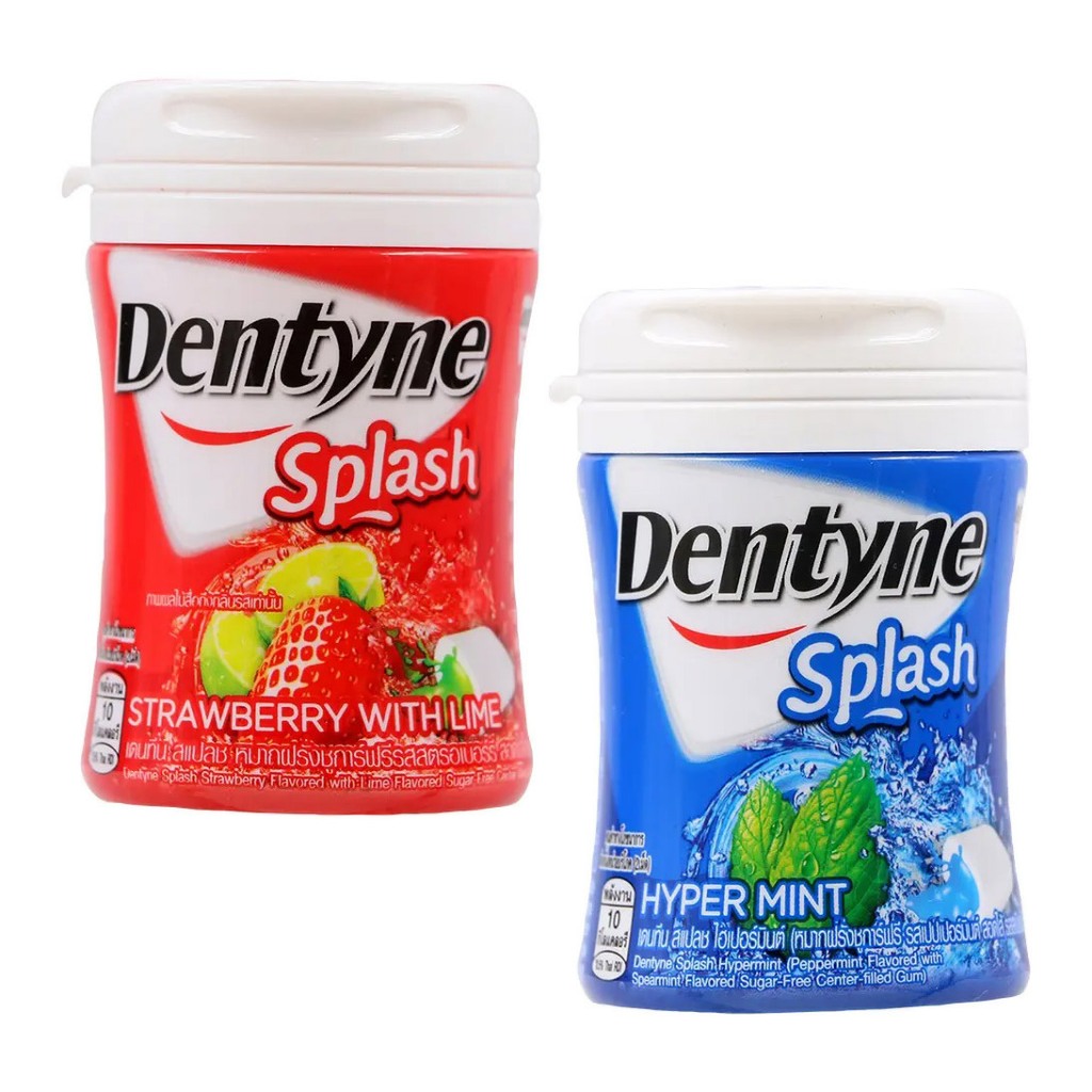 Dentyne Splash Strawberry with Lime/Hyper Mint Gum เดนทีน สแปลช หมากฝรั่งใหม่ รสผลไม้ มินต์ เคี้ยวสดชื่น นำเข้า
